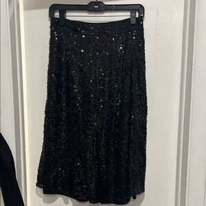 Victoria Beckham Black Sequin A-Line Skirt